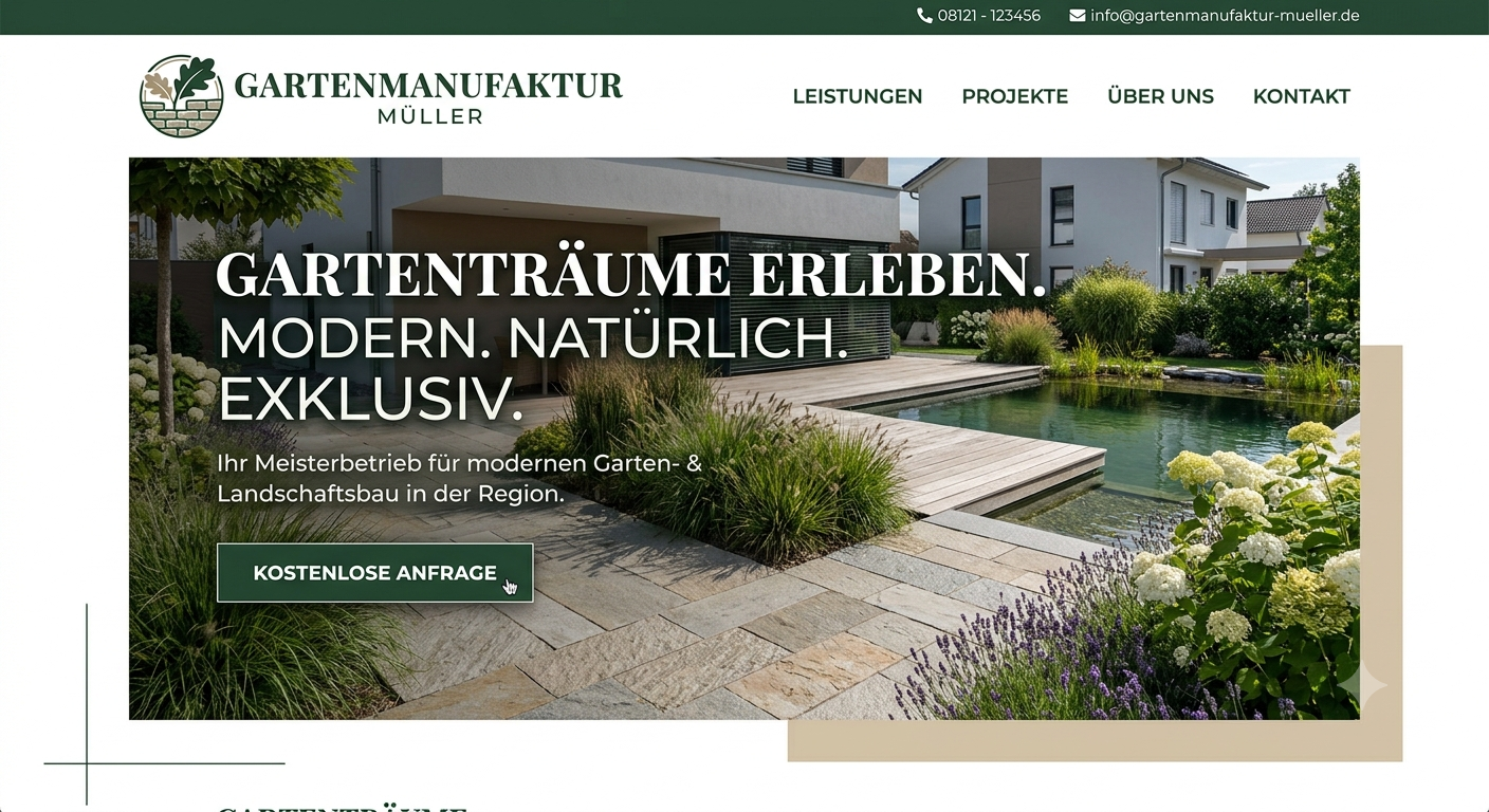Screenshot einer modernen Website nach dem Redesign